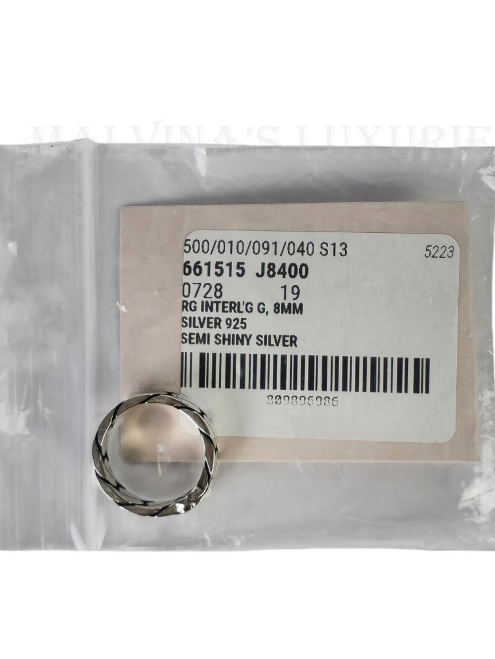 GUCCI RING STERLING SILVER CHAIN w INTERLOCKING GG LOGO sz 19 US 8 3/4 - Picture 14 of 16
